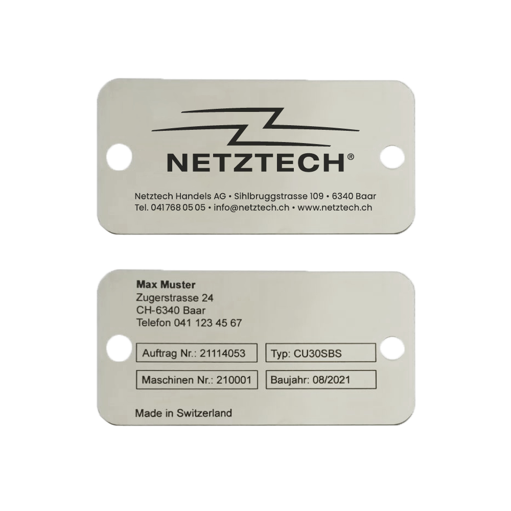 Schilder Edelstahl lasergraviert